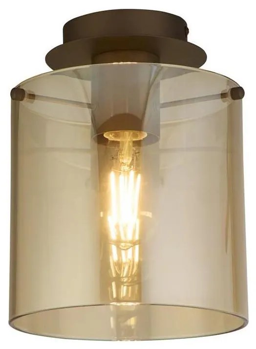 Searchlight 88911-1MO - Plafonieră SWEDEN 1xE27/60W/230V Ø22 cm maro/fumuriu