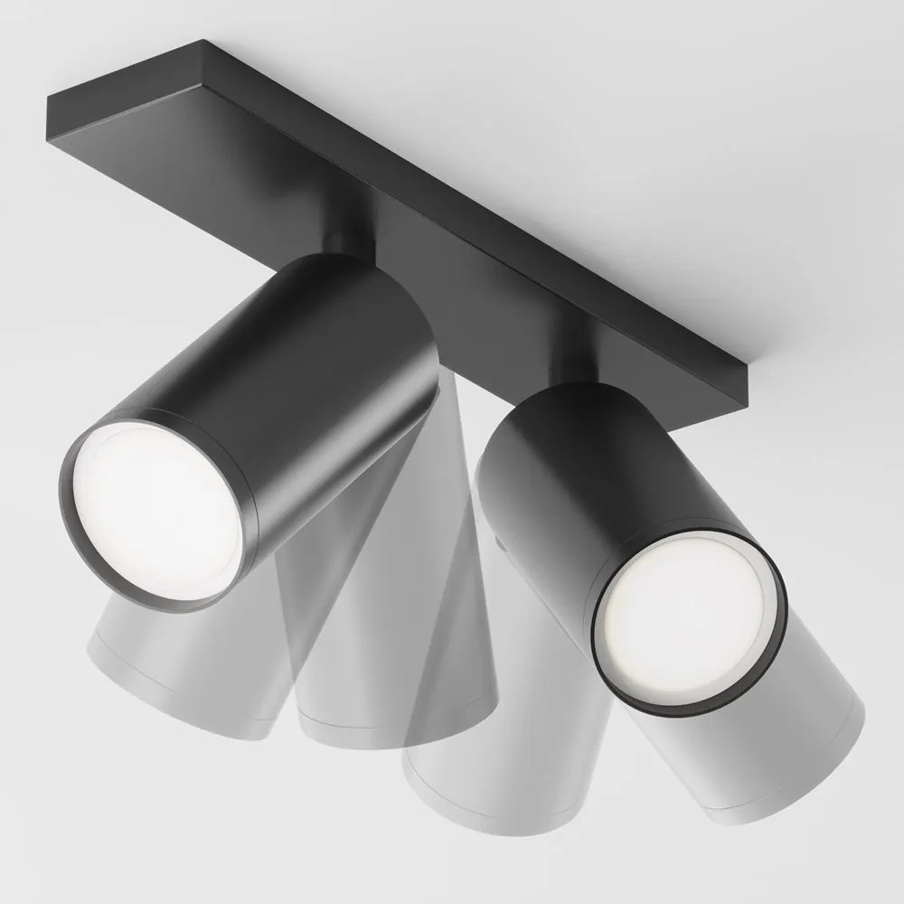 Aplica de perete / tavan cu 2 spoturi directionabile design tehnic Focus S negru
