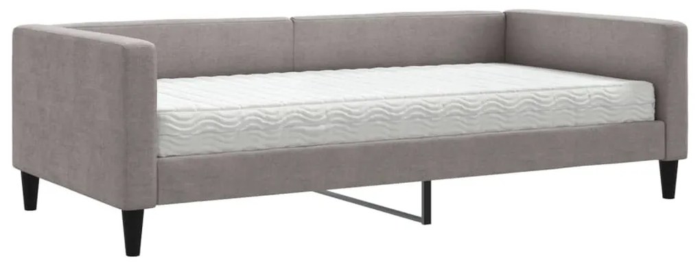 3196568 vidaXL Pat de zi cu saltea, gri taupe, 100x200 cm, textil