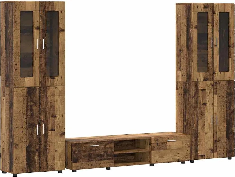 vidaXL Set comodă TV cu sertar cu raft FLORIN Lemn vechi Lemn compozit