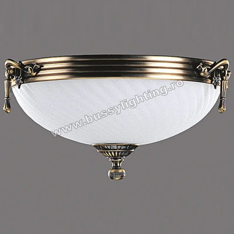 Plafoniera Omega cu Diam 33 cm, Desing Clasic, Finisaj Bronz Antic, Abajur Alb - Bussy Lighting 3035-52-44B