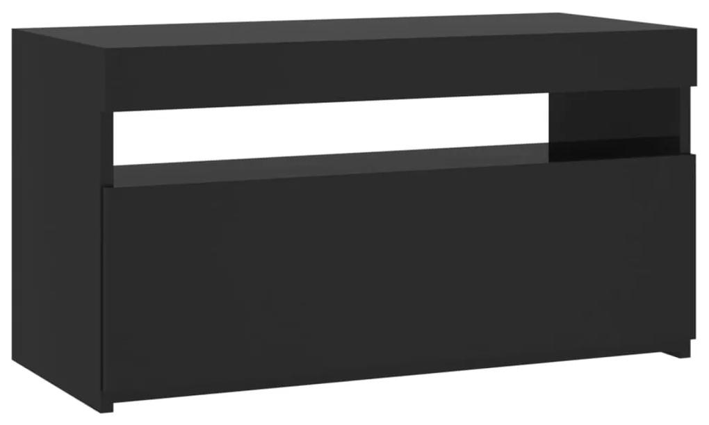 Comoda TV cu lumini LED, negru, 75x35x40 cm 1, Negru, 75 x 35 x 40 cm