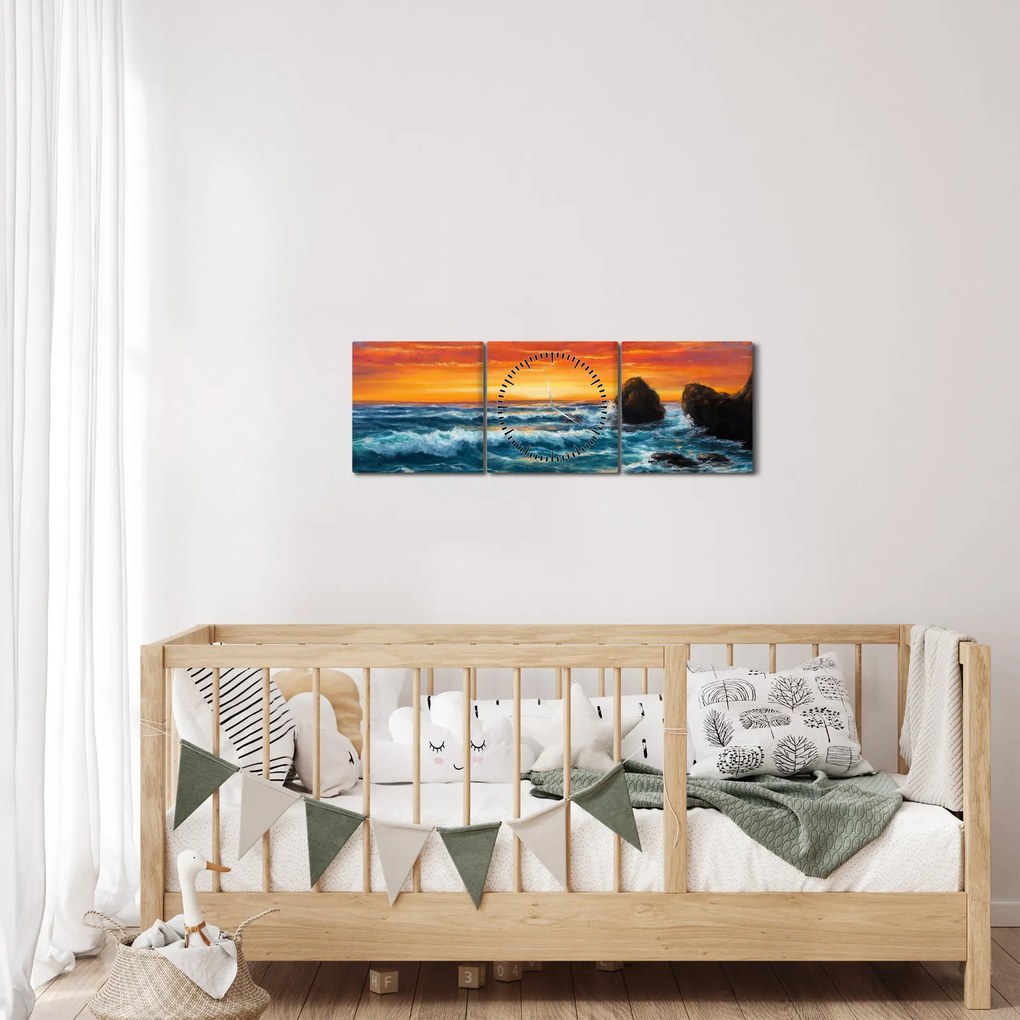 Tablou - Apus de soare (cu ceas) (90x30 cm)