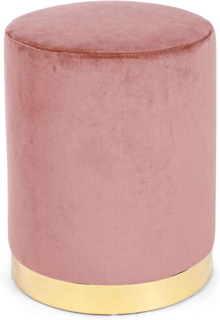 Puf catifea roz Ø35 cm H40 cm Lucilla Antique Pink Pouf | PRIMERA COLLECTION
