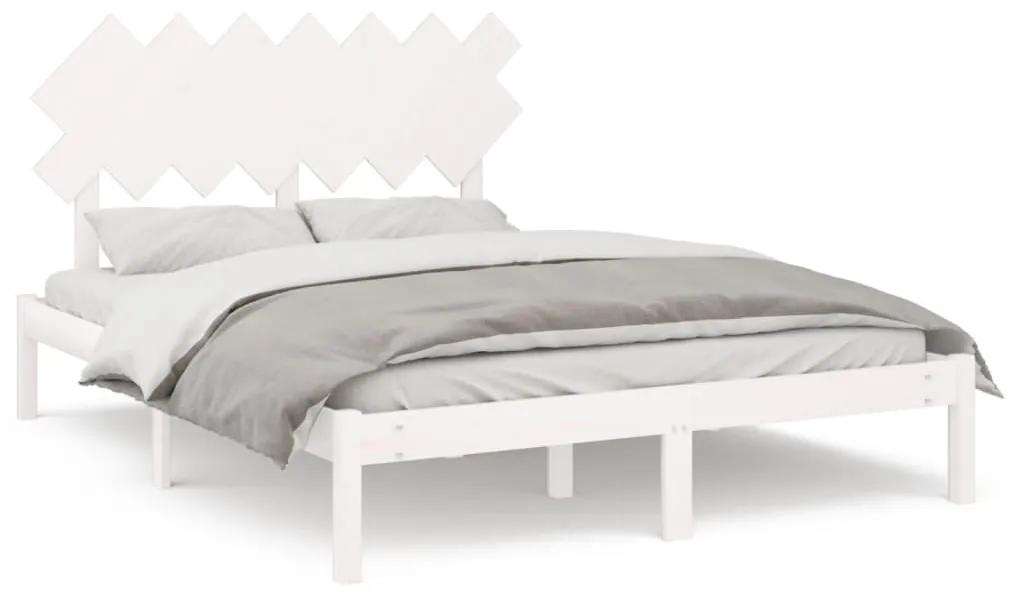 3104849 vidaXL Cadru de pat, alb, 140x190 cm, lemn masiv