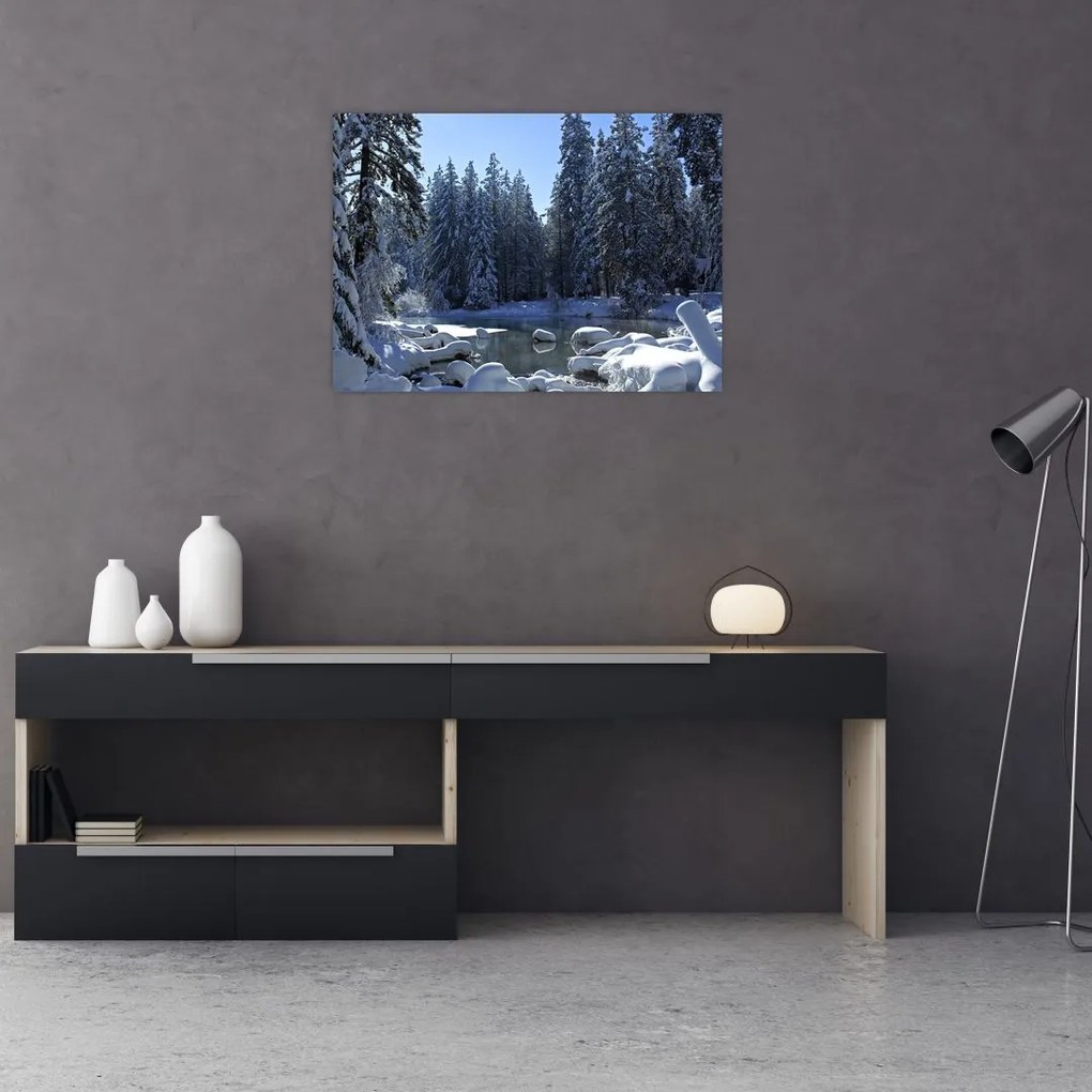 Tablou pădurii înzăpezite (70x50 cm)