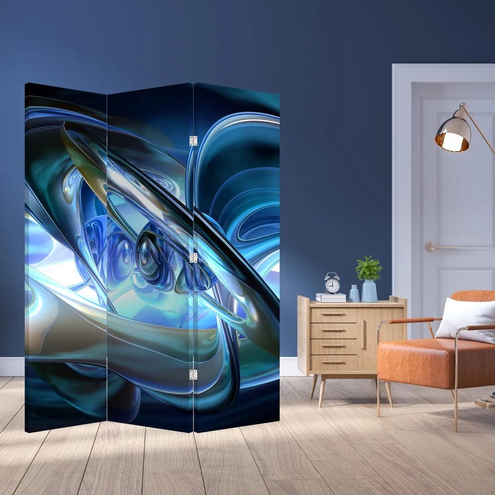 Paravan - Fractalii în albastru (126x170 cm)