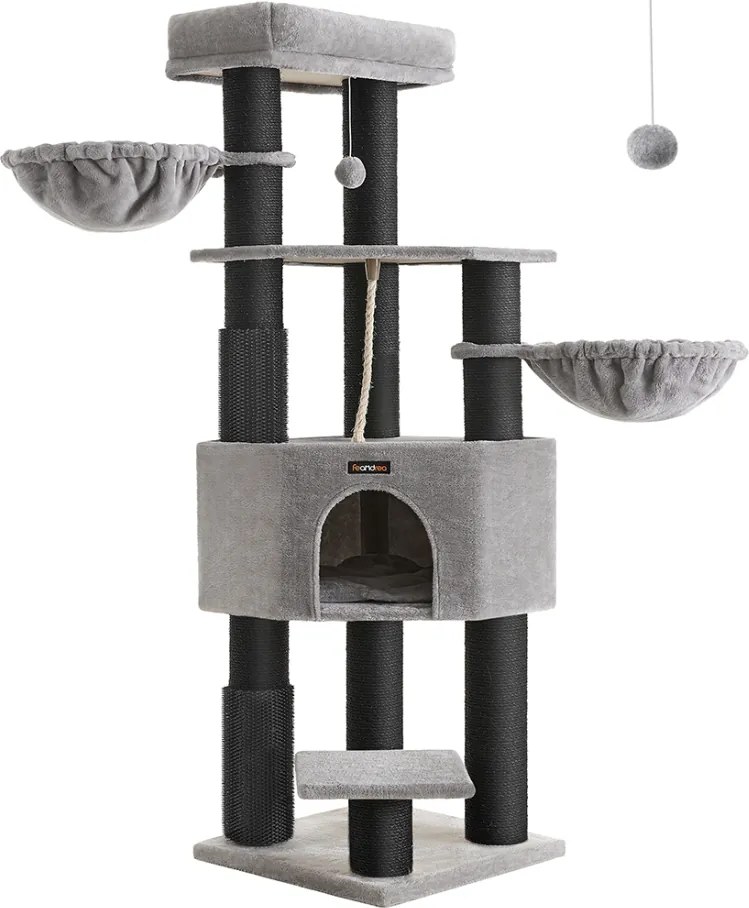 Copac pentru pisici ONYX, 50x50x160cm, gri/negru Feandrea