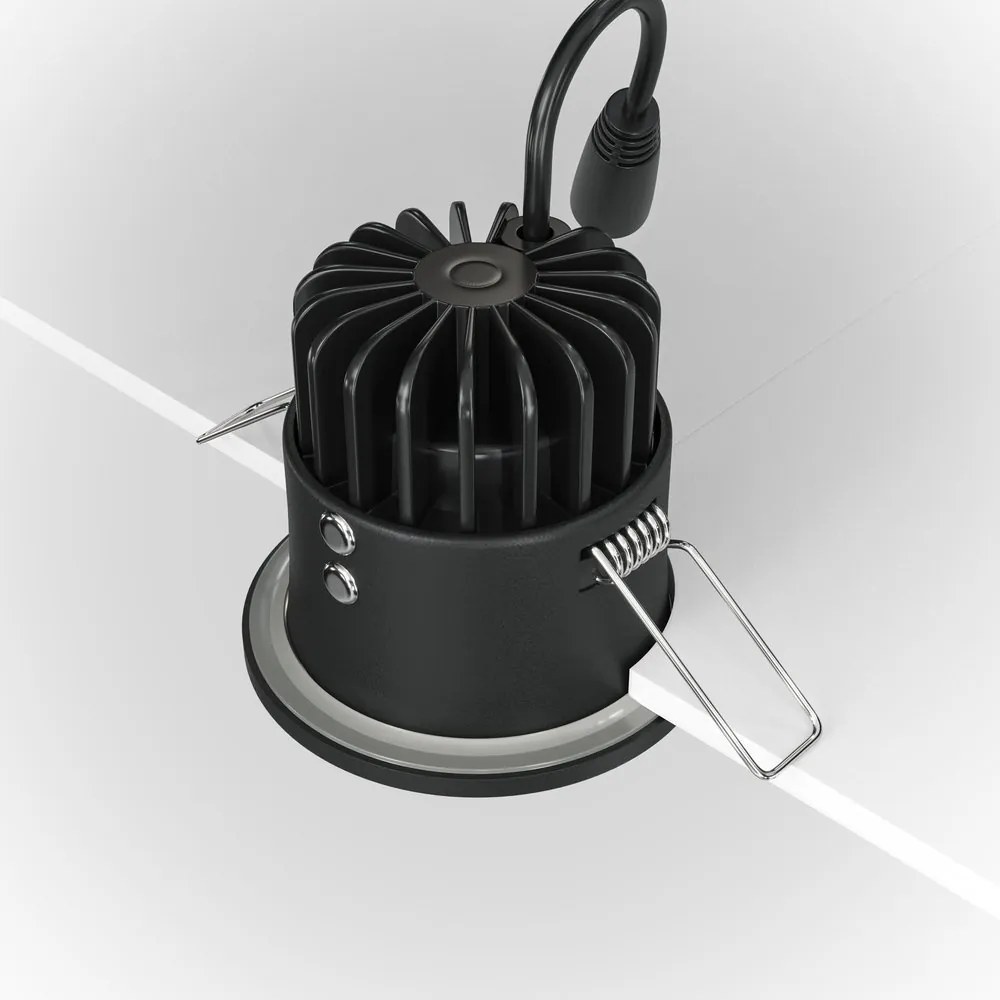 Spot LED incastrabil dimabil pentru baie design tehnic IP65 Zoom negru 4000K