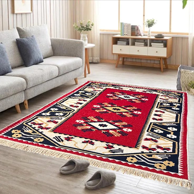 Covor tesut traditional, 120x180 cm, oriental rosu