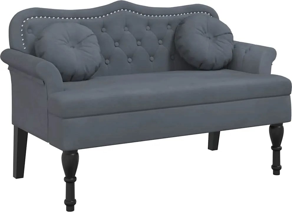 vidaXL Bancă cu perne gri închis 120,5x65x75 cm catifea