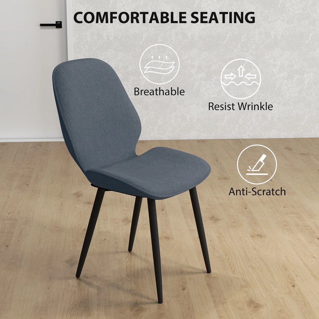 HOMCOM Scaune Tapitate Metalice, Gri Modern | Aosom Romania