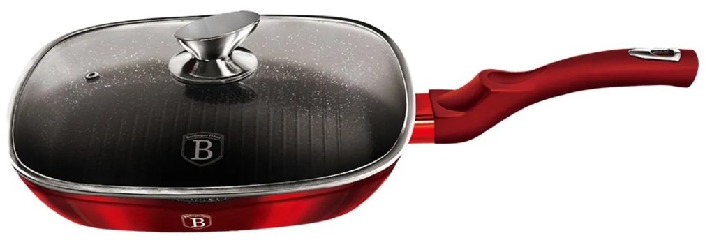 RESIGILAT - Tigaie grill cu capac 28 cm Berlinger Haus Burgundy Metalic Line BH 1613N