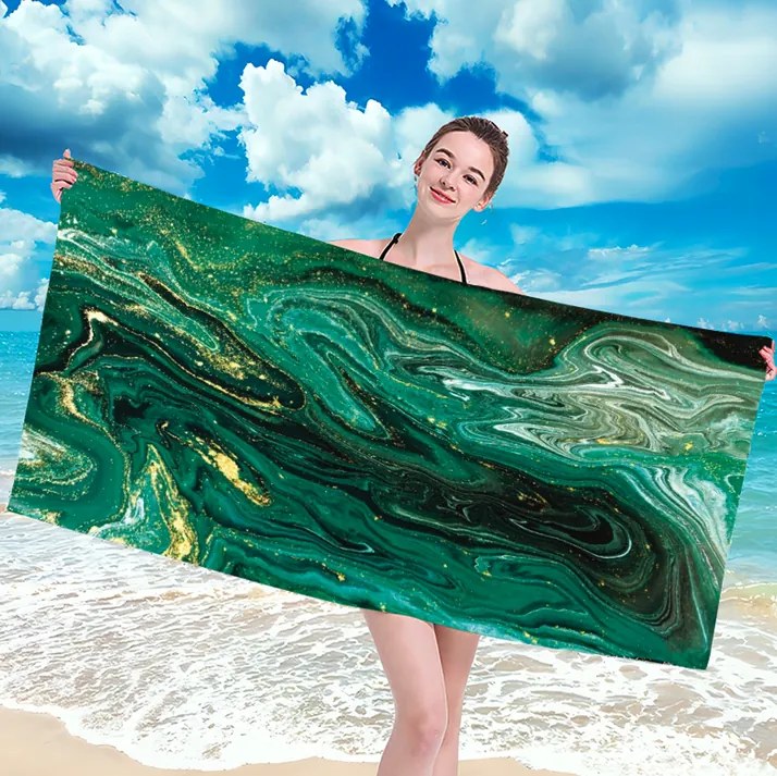Prosop de plajă cu model abstract verde Lățime: 100 cm | Lungime: 180 cm