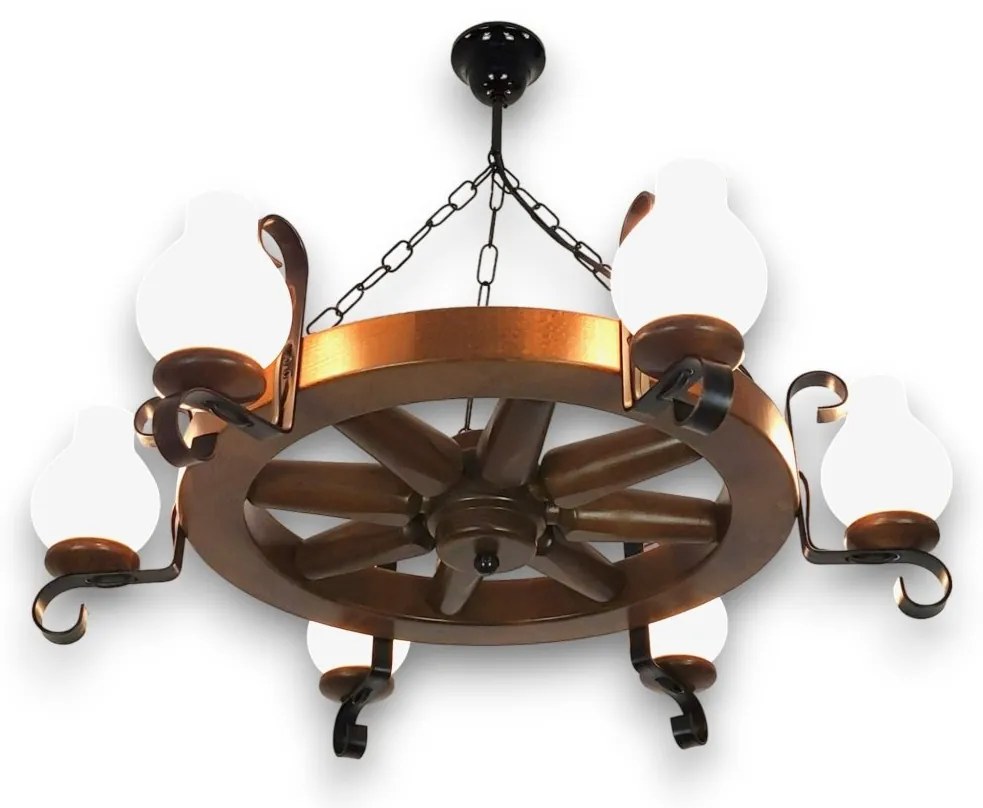 Candelabru rustic fabricat manual din lemn Roata 6L