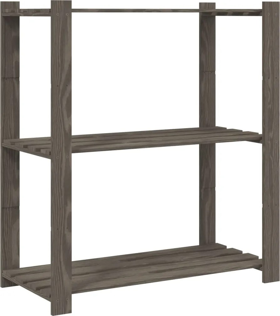 vidaXL Suport de depozitare 3 niveluri gri 80x38x90 cm lemn masiv pin