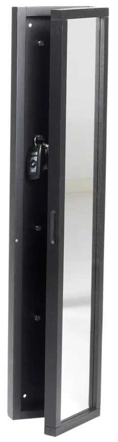 Dulap pentru chei din lemn de stejar cu oglindă Rowico Sol, negru