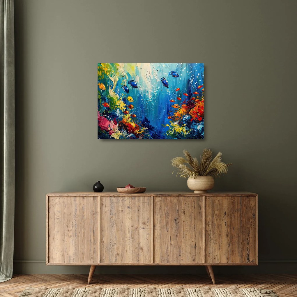 Tablou pe sticlă - Pictura lumii subacvatice (70x50 cm)