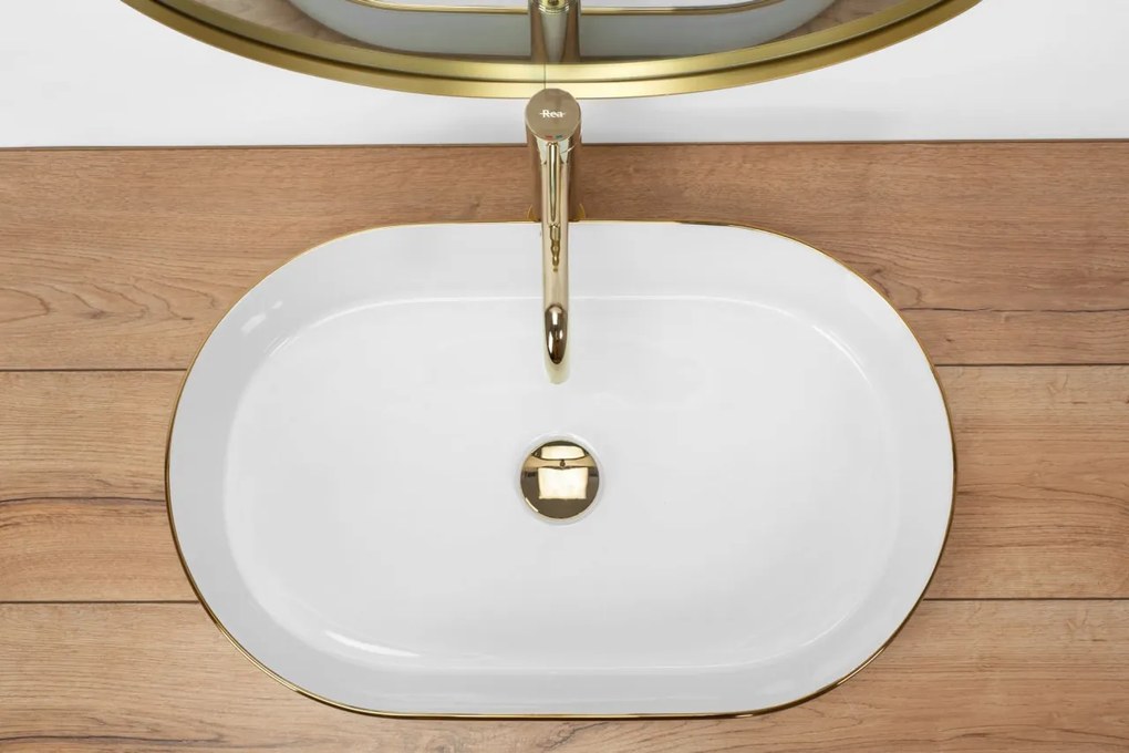 Lavoar Nadia Edge alb/auriu L61 cm