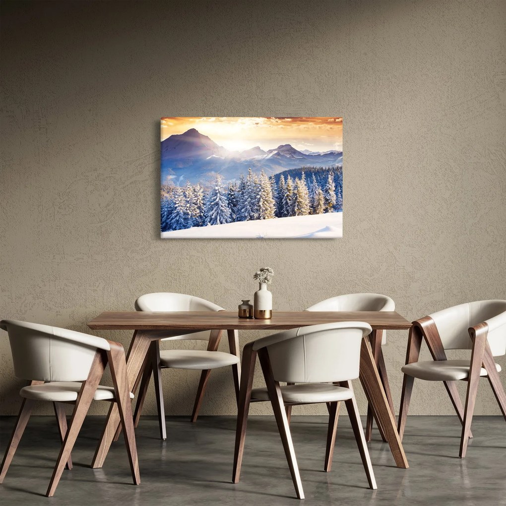 Tablou - Peisaj montan în timpul iernii (90x60 cm)