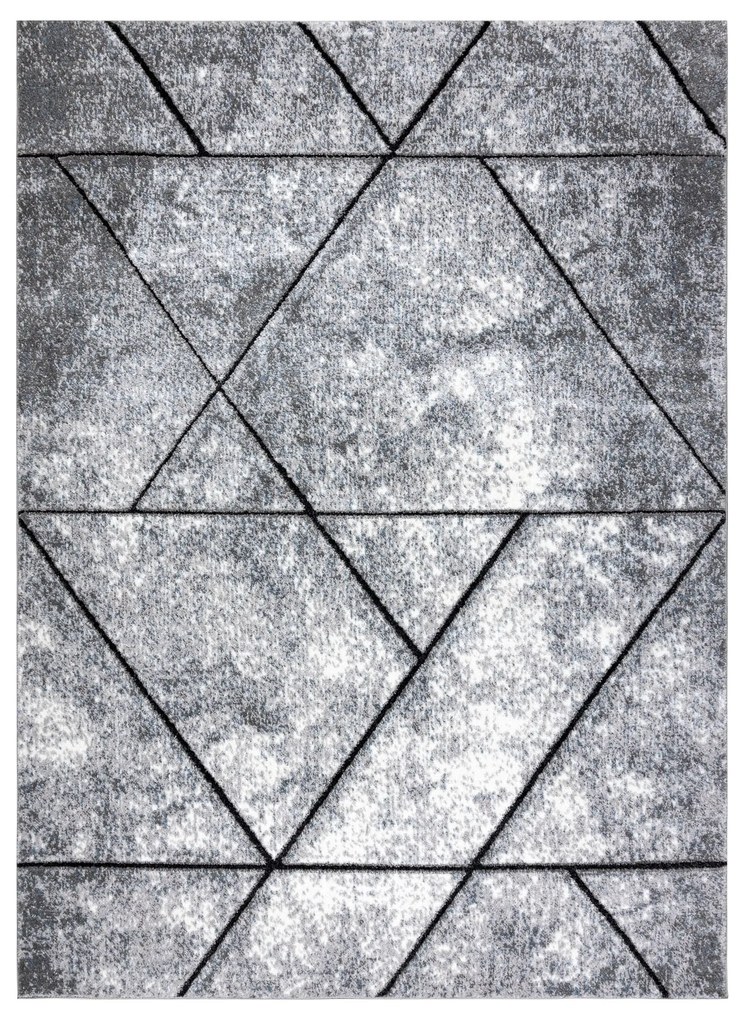 Covor modern COZY 8872 Wall, geometric, triunghiurile - structural două niveluri de lână gri / albastru