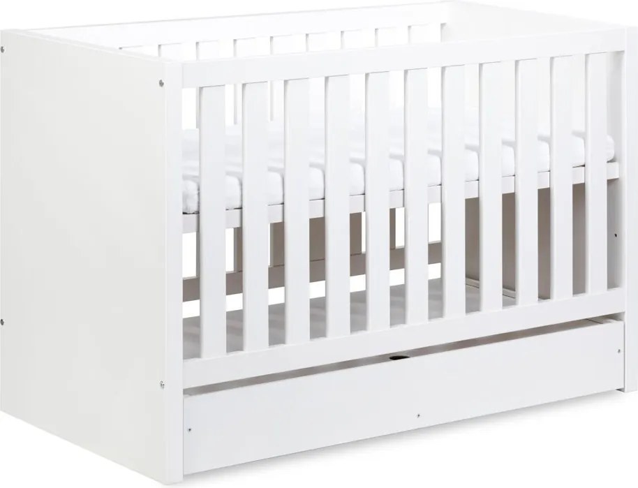 Pătuț lemn masiv alb pentru bebeluși Amelie II 120×60 cm /Stejar - Stejar deschis, Nu