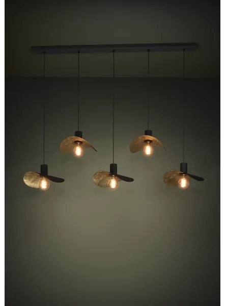 Lustră pe cablu Eglo 390396 SACEDA 5xE27/40W/230V negru/auriu