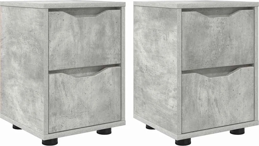 vidaXL Mese de noptieră 2 pcs Gri din beton 30,5 x 30 x 43 cm