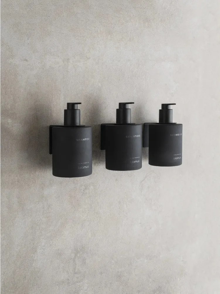 Dozatoare de săpun lichid negre 3 buc. de montat pe perete din sticlă 350 ml Kirei – Blomus