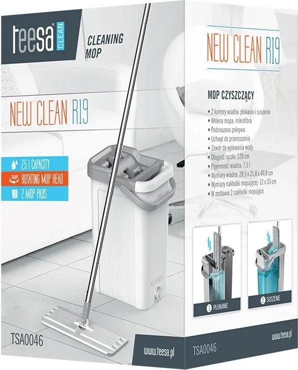 Mop galeata 2 cuve 7 5l new clean r19 teesa