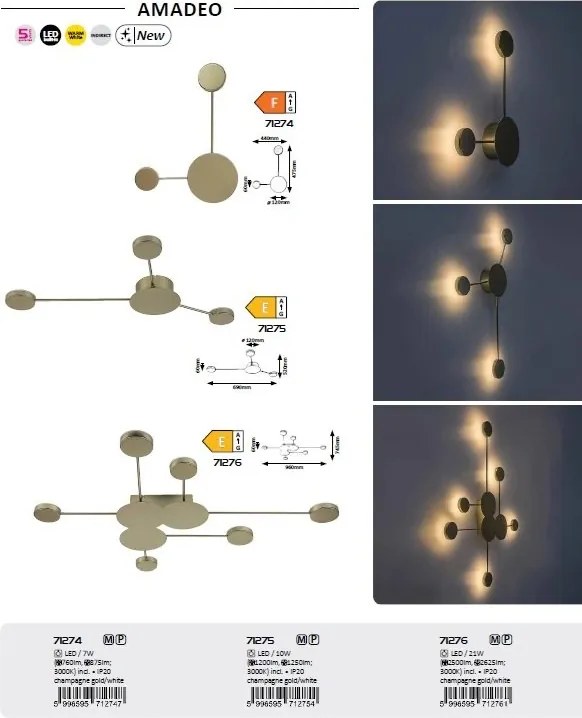 Aplica LED de perete moderna Amadeo aurie