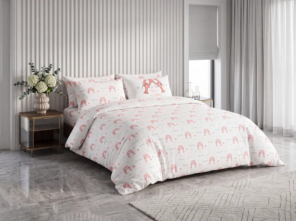 Lenjerie de pat din bumbac FRIENDS LOBSTER gri Dimensiune lenjerie de pat: 2 ks 60 x 70 cm | 200 x 200 cm