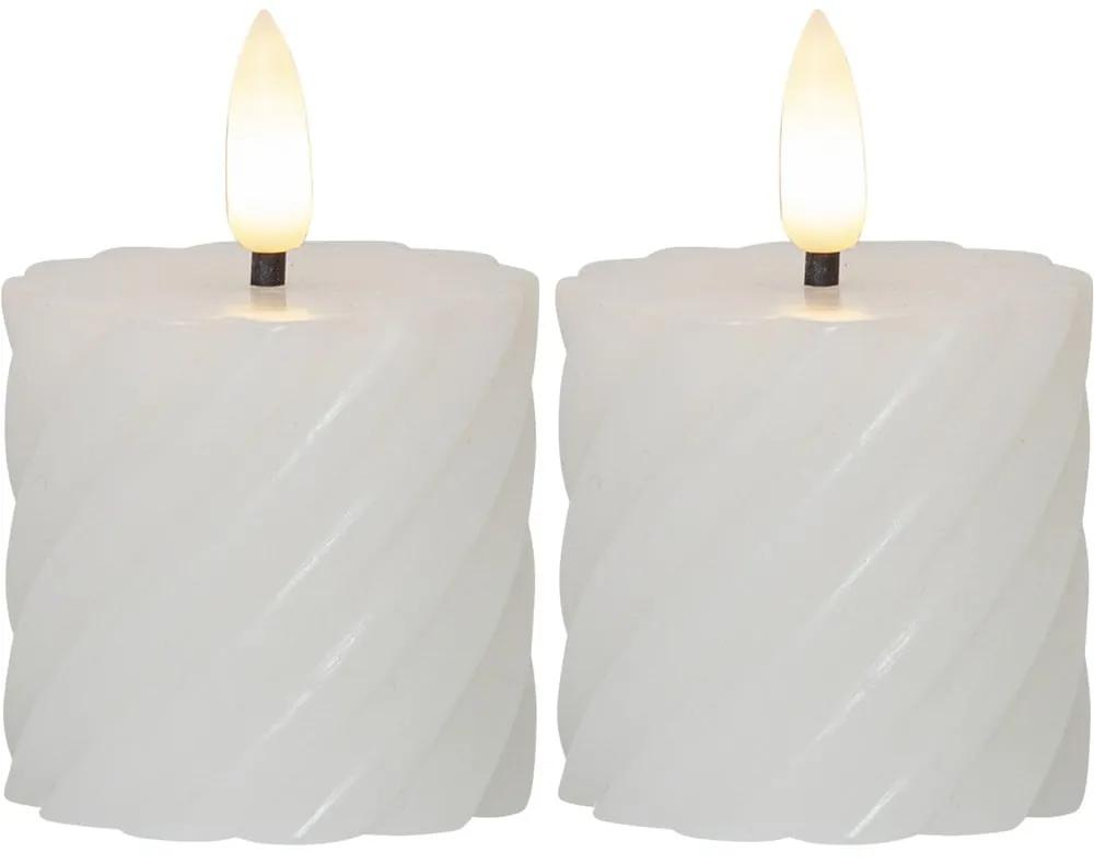 Set de 2 lumânări LED din ceară albă Star Trading Flamme Swirl, înălțime 7,5 cm