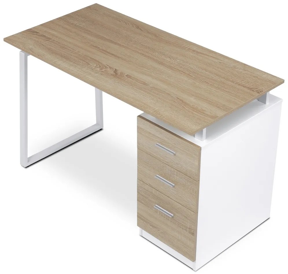 Masă de birou 3218 SON, alb și stejar sonoma