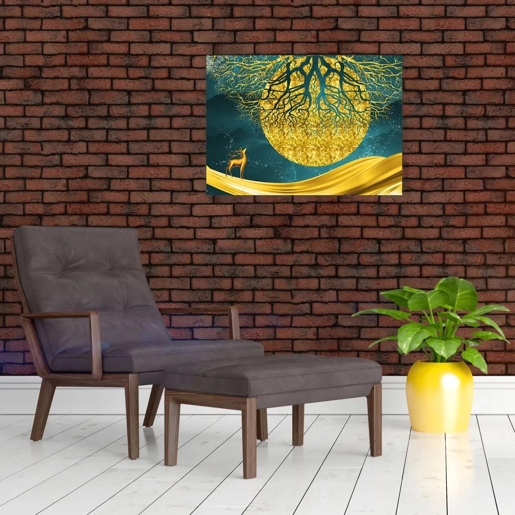 Tablou - Abstract, peisaj auriu (70x50 cm)