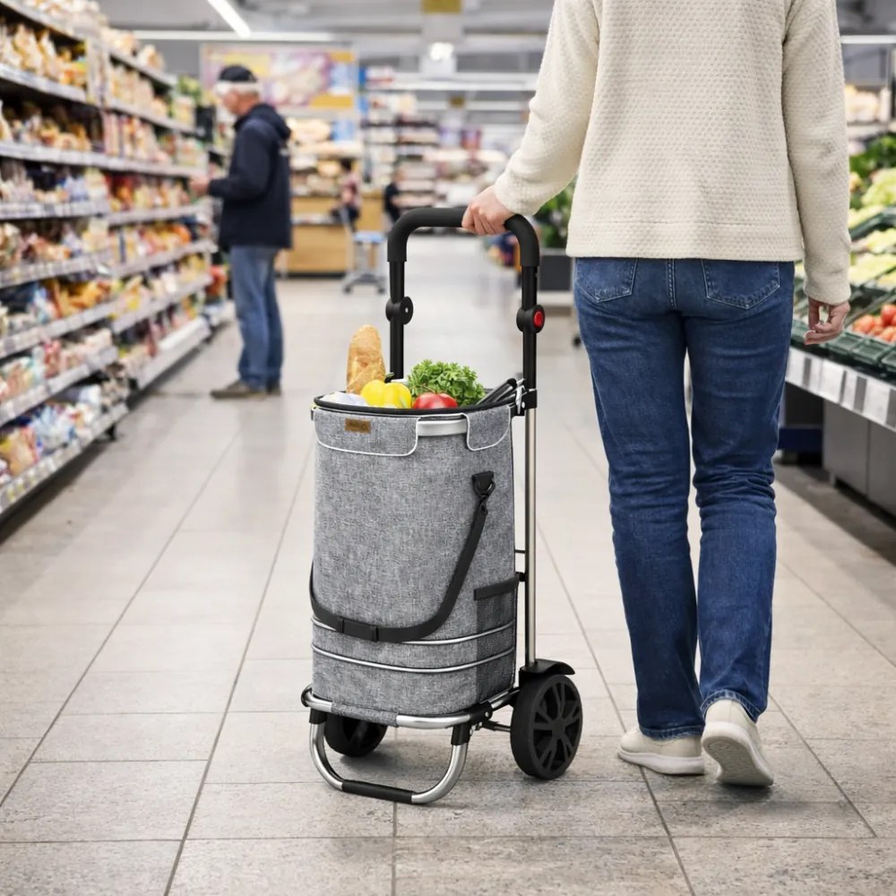 Geantă de cumpărături pe roți EASY, 50L, gri Monzana