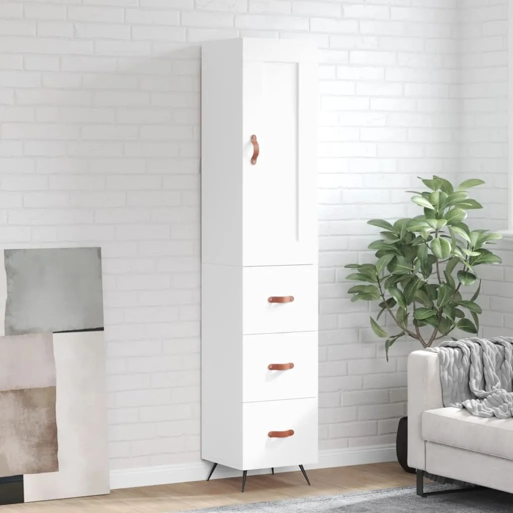 vidaXL Dulap înalt, alb, 34,5x34x180 cm, lemn prelucrat
