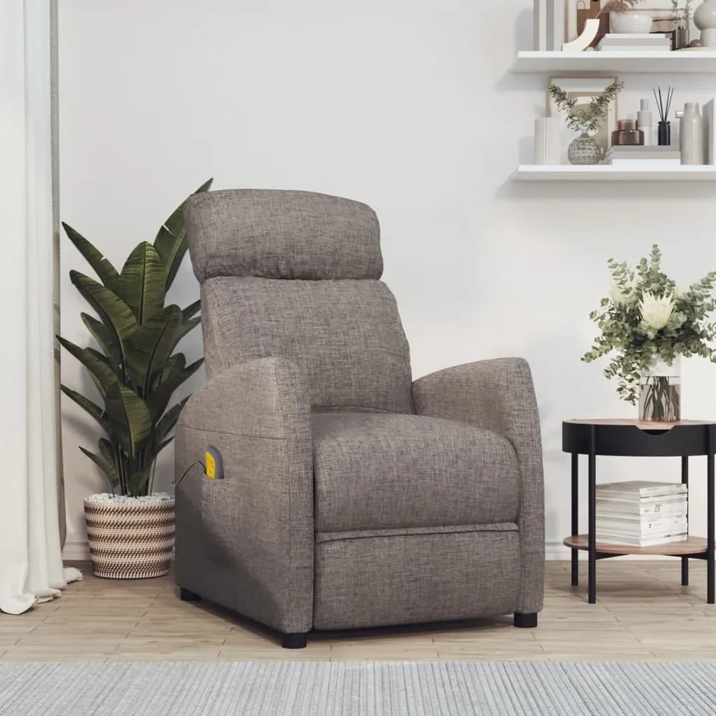 289714 vidaXL Scaun de masaj, taupe, țesătură