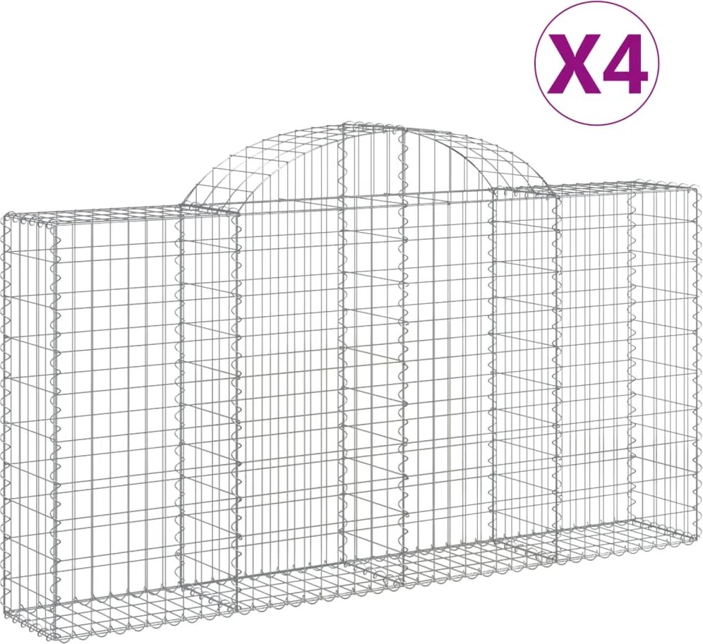 vidaXL Coșuri gabion arcuite 4 buc, 200x30x100/120 cm fier galvanizat