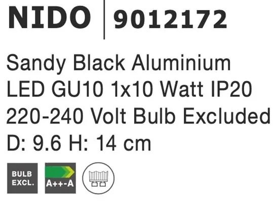 Spot aplicat tavan aluminiu NIDO negru