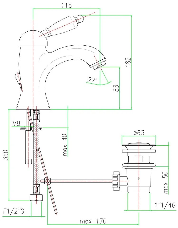 Baterie argintie pentru chiuvetă înaltă Kirké White – Sapho
