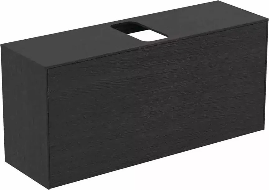 Dulap baza suspendat Ideal Standard Atelier Conca 1 sertar si blat cu decupaj central 120 cm finisaj stejar inchis