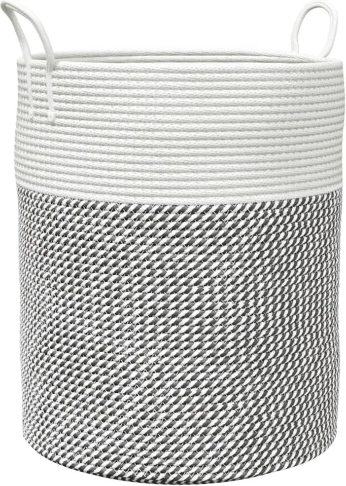vidaXL Coș de depozitare, gri și alb, Ø38x46 cm, bumbac