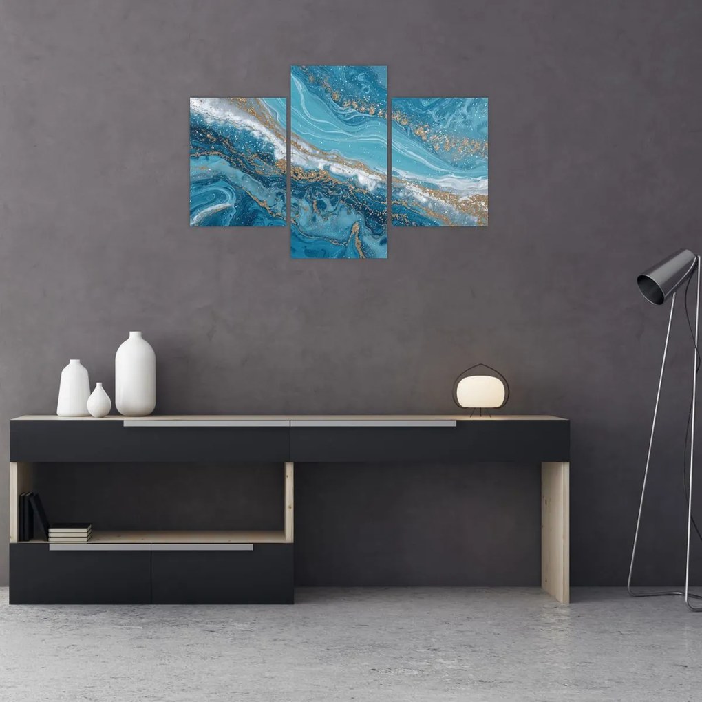 Tablou - Marmură bleu cu aur I. (90x60 cm)