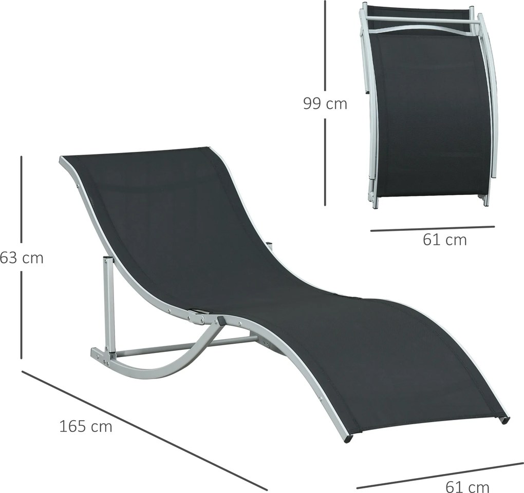 Outsunny Set 2 sezlonguri de Gradina Pliabile, sezlong pentru Plaja din Aluminiu si Textilen, 61x165x63 cm | Aosom Romania