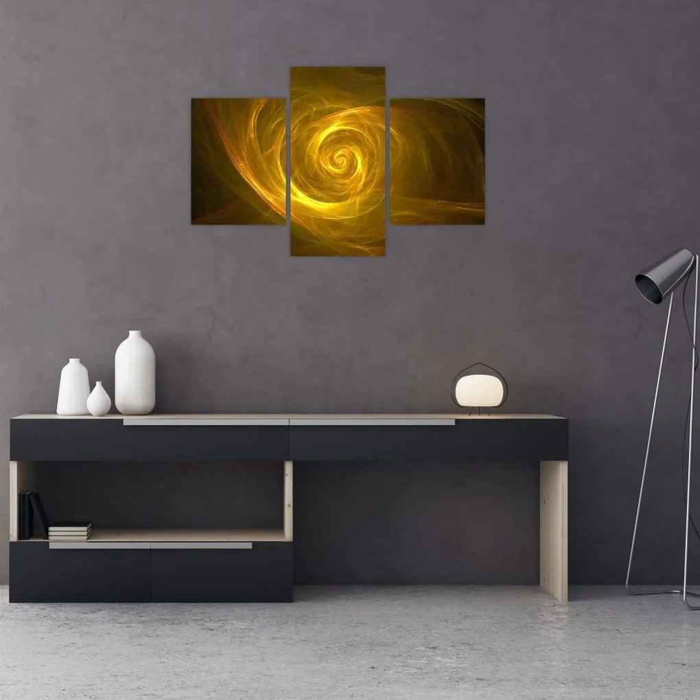 Tabloul cu spirala abstractă în galben (90x60 cm)