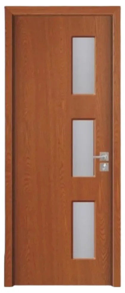 Usa Interior din MDF Novo Doors ND316, Cadru din Lemn Masiv, Geam Sablat, KIT COMPLET, Toc , Manere si balamale incluse (Culoare: Gri deschis, Toc: