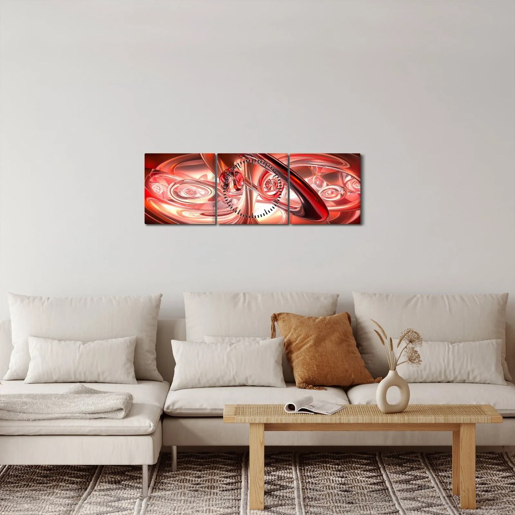 Tabloul - forme roșii (cu ceas) (90x30 cm)