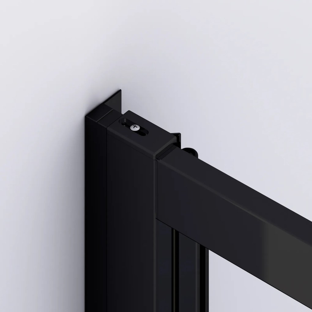 Cabina dus negru mat 140x80 cm, usa culisanta, grosime sticla 6 mm, tratament anticalcar, Ronal Divera