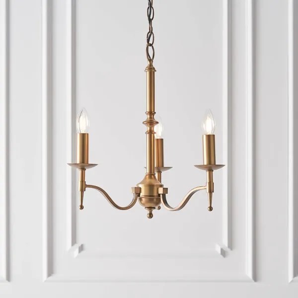 Endon 63628 - Candelabru suspendat cu lanț STANFORD 3xE14/40W/230V alamă/bej
